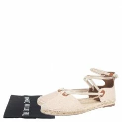 Hermes Beige Cotton Ole Drill Espadrille Flats Size 38 For Women 17 Hermes Beige Cotton Ole Drill Espadrille Flats Size 38 For Women -Deals Hermes Store luxury women hermes used shoes p564893 002