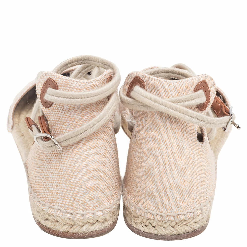 Hermes Beige Cotton Ole Drill Espadrille Flats Size 38 For Women 7 Hermes Beige Cotton Ole Drill Espadrille Flats Size 38 For Women - Image 5