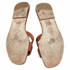 Hermes Brown Leather Oran Flat Sandals Size 38 For Women -Deals Hermes Store luxury women hermes used shoes p565228 001