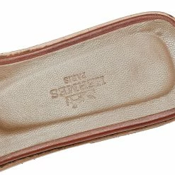 Hermes Brown Leather Oran Flat Sandals Size 38 For Women -Deals Hermes Store luxury women hermes used shoes p565228 005