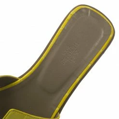 Hermes Yellow Croc Embossed Oran Box Sandals Size 37 For Women -Deals Hermes Store luxury women hermes used shoes p56782 010
