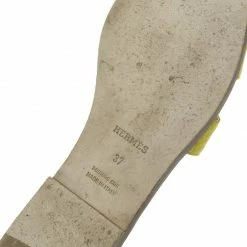 Hermes Yellow Croc Embossed Oran Box Sandals Size 37 For Women -Deals Hermes Store luxury women hermes used shoes p56782 011