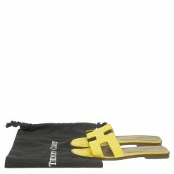 Hermes Yellow Croc Embossed Oran Box Sandals Size 37 For Women -Deals Hermes Store luxury women hermes used shoes p56782 012