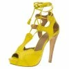 Hermes Yellow Brogue Leather Lace Up Sandals Size 37 For Women -Deals Hermes Store luxury women hermes used shoes p56799 001