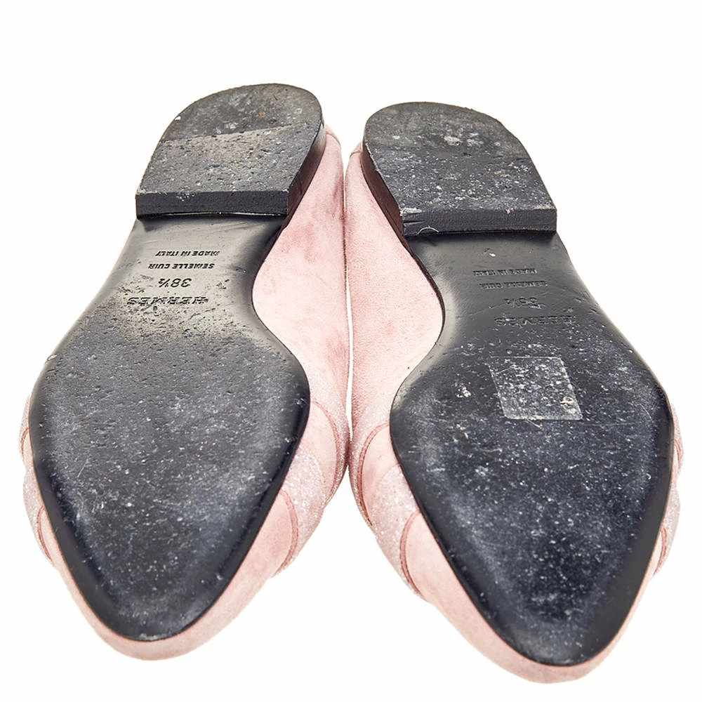 Hermes Hermés Pink Suede And Glitter Roxane Mule Flats Size 38.5 For Women 8 Hermes Hermés Pink Suede And Glitter Roxane Mule Flats Size 38.5 For Women - Image 6