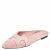 Hermes Hermés Pink Suede And Glitter Roxane Mule Flats Size 38.5 For Women