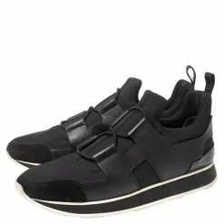 Hermes Hermés Black Neoprene, Leather And Suede Low-Top Sneakers Size 40 For Women -Deals Hermes Store luxury women hermes used shoes p570556 001