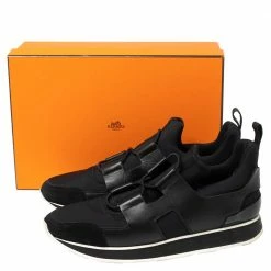 Hermes Hermés Black Neoprene, Leather And Suede Low-Top Sneakers Size 40 For Women -Deals Hermes Store luxury women hermes used shoes p570556 008