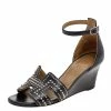 Hermes Black Leather Studded Legend Ankle Strap Wedge Sandals Size 36 For Women -Deals Hermes Store luxury women hermes used shoes p571246 001