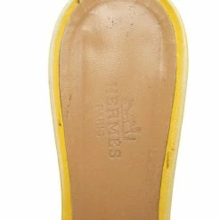 Hermes Yellow Leather Oasis Slide Sandals Size 38 For Women -Deals Hermes Store luxury women hermes used shoes p573192 006