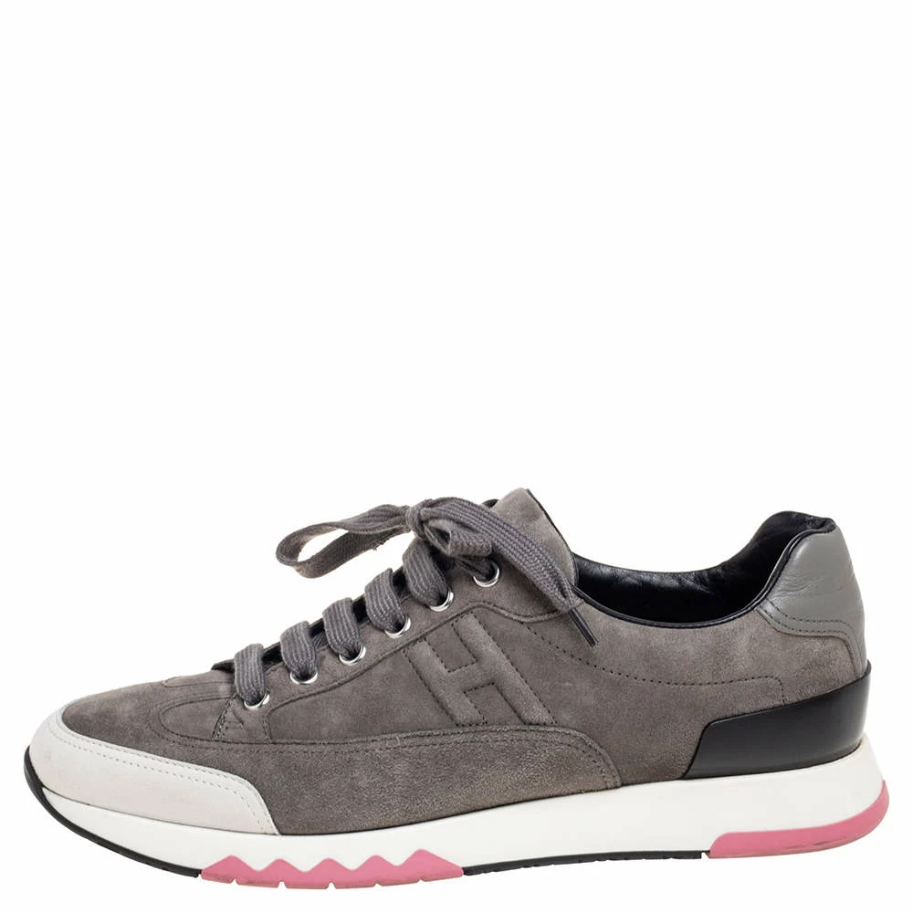 Hermes Grey Suede Trial Low-Top Sneakers Size 38 For Women 4 Hermes Grey Suede Trial Low-Top Sneakers Size 38 For Women - Image 2