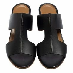 Hermes Hermès Black Leather Ostia Slide Sandals Size 37 For Women -Deals Hermes Store luxury women hermes used shoes p574637 1641874139 003