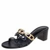 Hermes Hermés Black/Gold Leather Tandem Slide Sandals Size 38 For Women -Deals Hermes Store luxury women hermes used shoes p577315 005