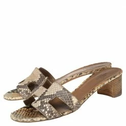 Hermes Beige Python Leather Oasis Sandals Size 38 For Women -Deals Hermes Store luxury women hermes used shoes p577600 006