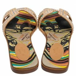 Hermes Beige Studded Suede Oran Flat Slides Size 39 For Women -Deals Hermes Store luxury women hermes used shoes p578267 003