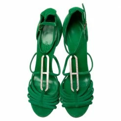 Hermes Hermès Green Suede Crystals Embellished T-Strap Open-Toe Sandals Size 38.5 For Women 12 Hermes Hermès Green Suede Crystals Embellished T-Strap Open-Toe Sandals Size 38.5 For Women -Deals Hermes Store luxury women hermes used shoes p578755 002