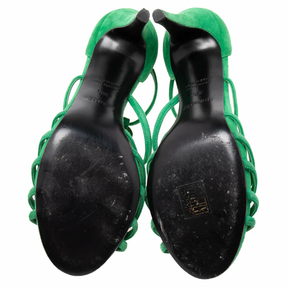 Hermes Hermès Green Suede Crystals Embellished T-Strap Open-Toe Sandals Size 38.5 For Women 8 Hermes Hermès Green Suede Crystals Embellished T-Strap Open-Toe Sandals Size 38.5 For Women - Image 6