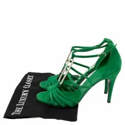 Hermes Hermès Green Suede Crystals Embellished T-Strap Open-Toe Sandals Size 38.5 For Women 17 Hermes Hermès Green Suede Crystals Embellished T-Strap Open-Toe Sandals Size 38.5 For Women -Deals Hermes Store luxury women hermes used shoes p578755 006