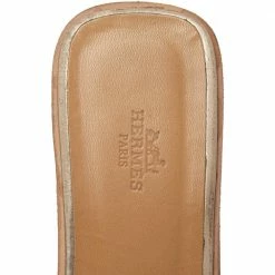Hermes Gold Leather Oran Flat Slides Size 40 For Women -Deals Hermes Store luxury women hermes used shoes p579014 005