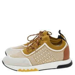 Hermes Multicolor Knit Fabric And Leather Addict Sneakers Size 39 For Women -Deals Hermes Store luxury women hermes used shoes p579526 002