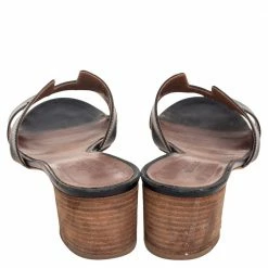 Hermes Black Leather Oasis Sandals Size 38.5 For Women -Deals Hermes Store luxury women hermes used shoes p580404 009