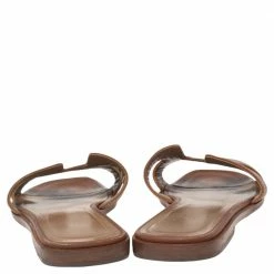 Hermes Brown Leather Oran Flat Slides Size 37 For Women -Deals Hermes Store luxury women hermes used shoes p580934 007