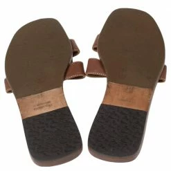 Hermes Brown Leather Oran Flat Slides Size 37 For Women -Deals Hermes Store luxury women hermes used shoes p580934 008