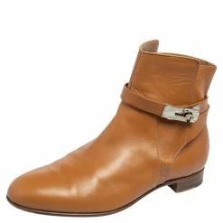 Hermes Tan Leather Neo Ankle Boots Size 39 For Women