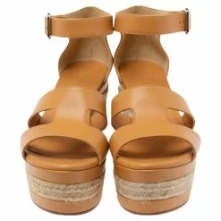 Hermes Hermés Light Orange Leather Ilana Espadrille Wedge Sandals Size 40 For Women 12 Hermes Hermés Light Orange Leather Ilana Espadrille Wedge Sandals Size 40 For Women -Deals Hermes Store luxury women hermes used shoes p584838 007