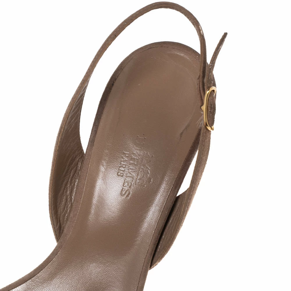 Hermes Rose Beige Suede Night Crystal Powder Slingback Sandals Size 38 For Women 9 Hermes Rose Beige Suede Night Crystal Powder Slingback Sandals Size 38 For Women - Image 7