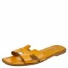 Hermes Yellow Leather Oran Flat Sandals Size 39 For Women -Deals Hermes Store luxury women hermes used shoes p586828 007