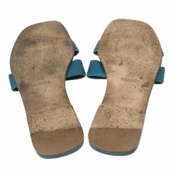 Hermes Blue Leather Oran Flat Sandals 39 For Women -Deals Hermes Store luxury women hermes used shoes p589120 006