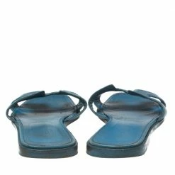 Hermes Blue Leather Oran Flat Sandals 39 For Women -Deals Hermes Store luxury women hermes used shoes p589120 007