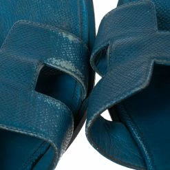 Hermes Blue Leather Oran Flat Sandals 39 For Women -Deals Hermes Store luxury women hermes used shoes p589120 008