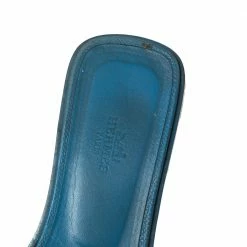 Hermes Blue Leather Oran Flat Sandals 39 For Women -Deals Hermes Store luxury women hermes used shoes p589120 010