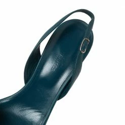 Hermes Teal Blue Leather Night Slingback Sandals Size 40 For Women -Deals Hermes Store luxury women hermes used shoes p589129 004