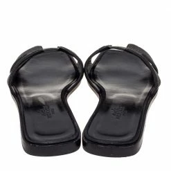 Hermes Black Crystal Suede Oran Flat Slides Size 37 For Women -Deals Hermes Store luxury women hermes used shoes p590267 007