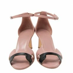 Hermes Pink/Black Leather Night Ankle Wrap Sandals Size 37.5 For Women -Deals Hermes Store luxury women hermes used shoes p590470 004