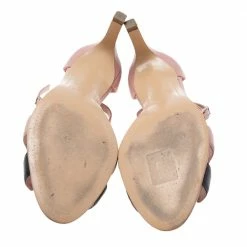 Hermes Pink/Black Leather Night Ankle Wrap Sandals Size 37.5 For Women -Deals Hermes Store luxury women hermes used shoes p590470 009