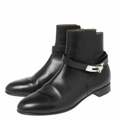 Hermes Black Leather Neo Ankle Boots Size 39 For Women -Deals Hermes Store luxury women hermes used shoes p591504 003