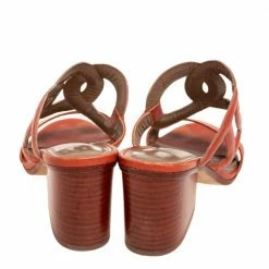 Hermes Orange Leather Brulee Peace Slide Sandals Size 38 For Women -Deals Hermes Store luxury women hermes used shoes p591762 007