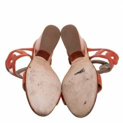 Hermes Orange Leather Brulee Peace Slide Sandals Size 38 For Women -Deals Hermes Store luxury women hermes used shoes p591762 008