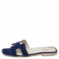 Hermes Blue Fabric Oran Flat Sandals 39 For Women -Deals Hermes Store luxury women hermes used shoes p592850 003