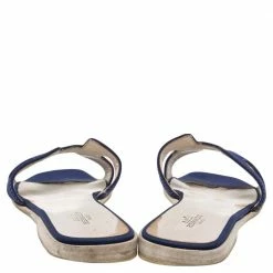 Hermes Blue Fabric Oran Flat Sandals 39 For Women -Deals Hermes Store luxury women hermes used shoes p592850 007