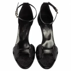 Hermes Black Patent Leather Premiere Ankle-Strap Sandals Size 36.5 For Women -Deals Hermes Store luxury women hermes used shoes p592997 007