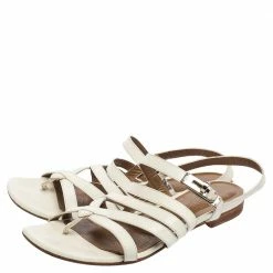 Hermes White Patent Leather Marine Strappy Flat Sandals Size 37 For Women 13 Hermes White Patent Leather Marine Strappy Flat Sandals Size 37 For Women -Deals Hermes Store luxury women hermes used shoes p594863 003