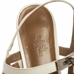 Hermes White Patent Leather Marine Strappy Flat Sandals Size 37 For Women 16 Hermes White Patent Leather Marine Strappy Flat Sandals Size 37 For Women -Deals Hermes Store luxury women hermes used shoes p594863 007