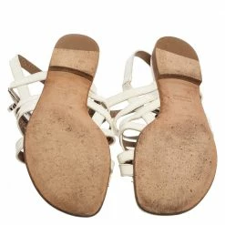 Hermes White Patent Leather Marine Strappy Flat Sandals Size 37 For Women 15 Hermes White Patent Leather Marine Strappy Flat Sandals Size 37 For Women -Deals Hermes Store luxury women hermes used shoes p594863 008