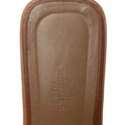 Hermes Brown Leather Oran Flat Slides Size 41.5 For Women -Deals Hermes Store luxury women hermes used shoes p594878 005