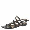 Hermes Black Leather Marine Strappy Flat Sandals Size 41 For Women